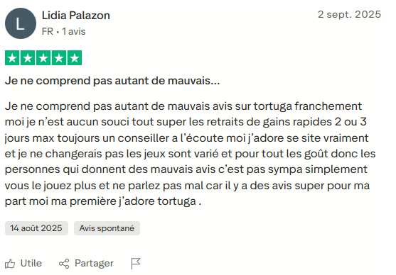 Avis client 1 - Tortuga Casino