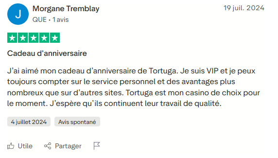 Avis client 2 - Tortuga Casino