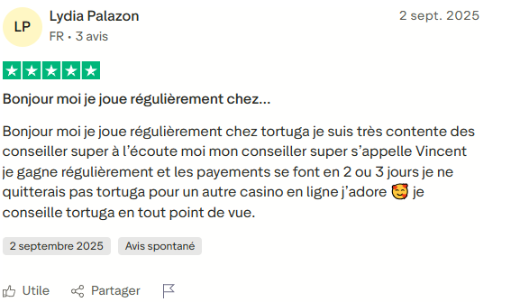 Avis client 3 - Tortuga Casino