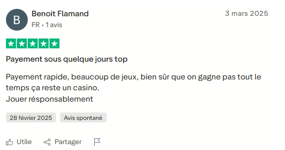 Avis client 7 - Tortuga Casino